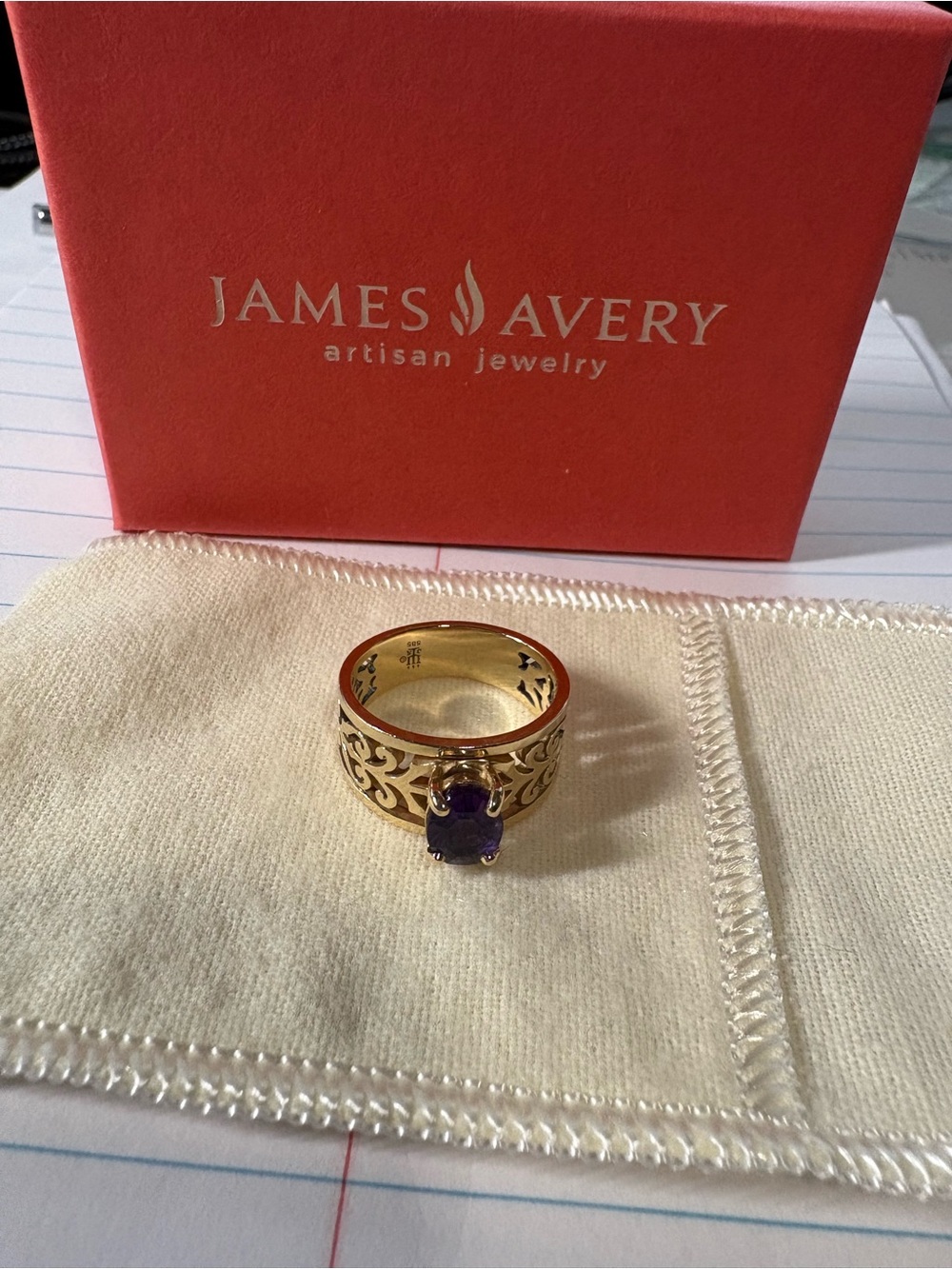 James Avery Retired hard to find 14k Gold Ring with Purple Amethyst